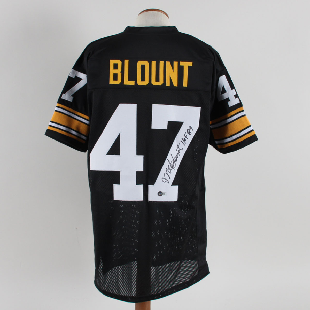 Mel Blount Signed Jersey Steelers Black COA Beckett