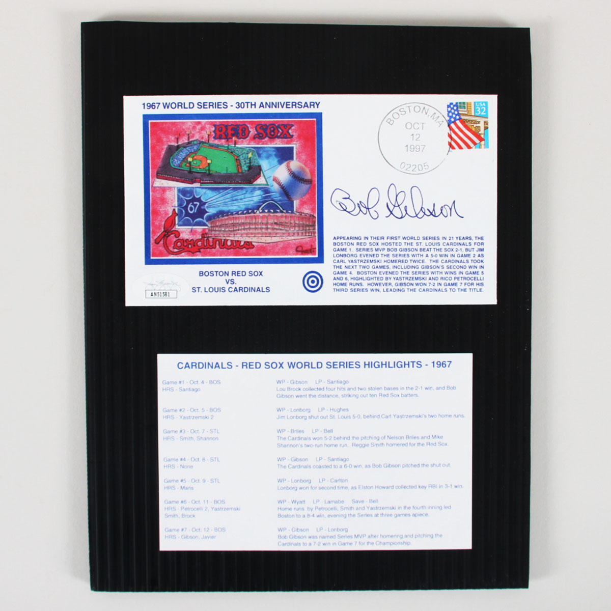 Bob Gibson Signed Cachet Cardinals First Day Cover FDC - COA JSA